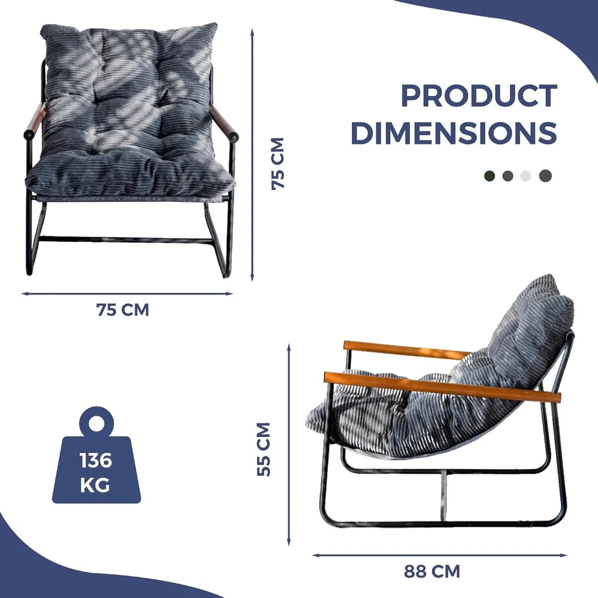 Modern Accent Chair Comfy Armchair for Living Room - Image 2