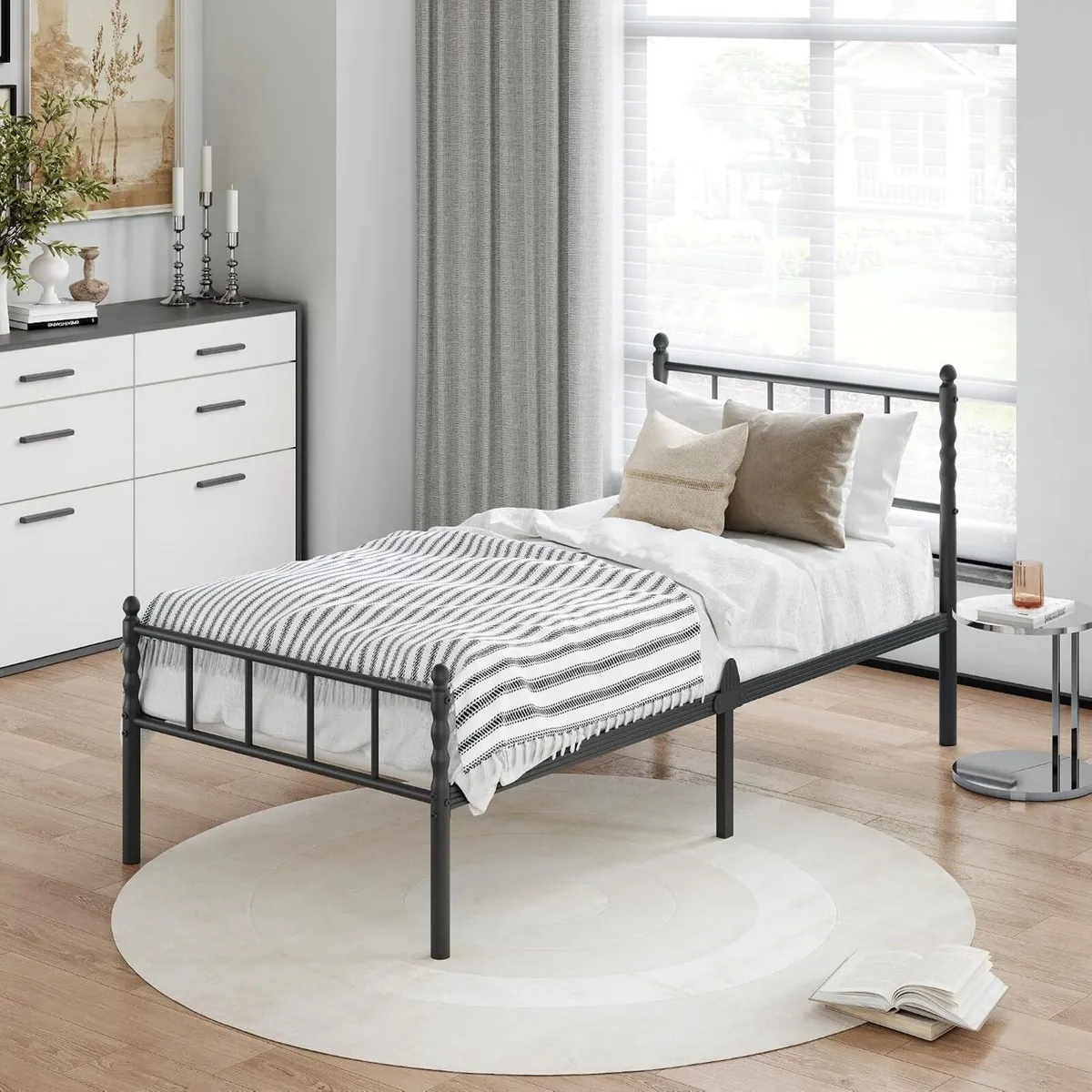 Metal Bed Frame Modern Style with Headboard - Image 1