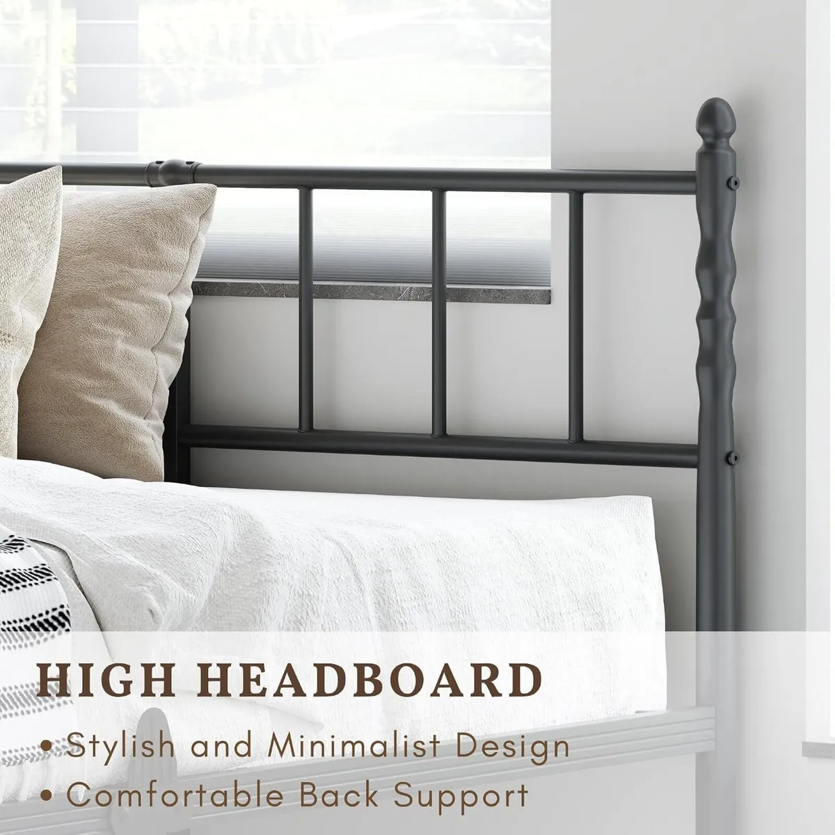 Metal Bed Frame Modern Style with Headboard - Image 4