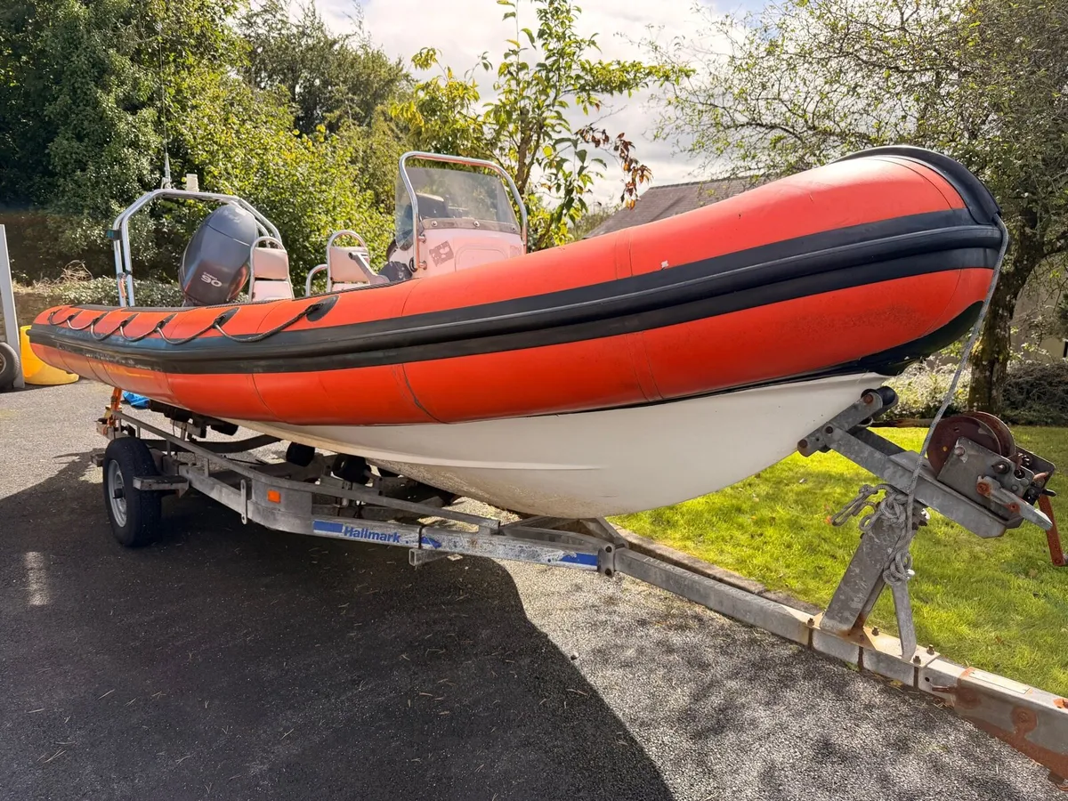 2004 6.5m Humber Rib, 90hp Yamaha on a trailer - Image 1