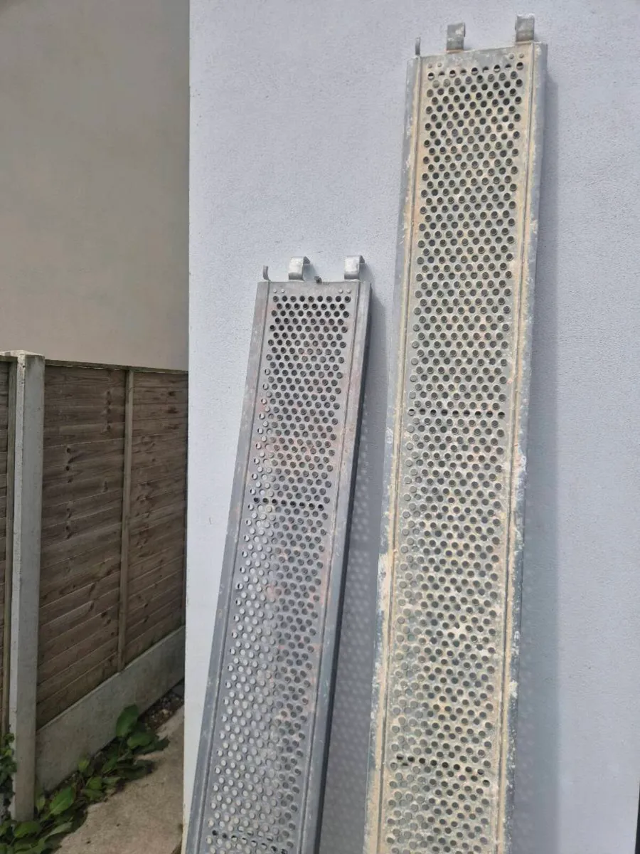 Two almost new galvanised steel scaffolding planks - Image 2