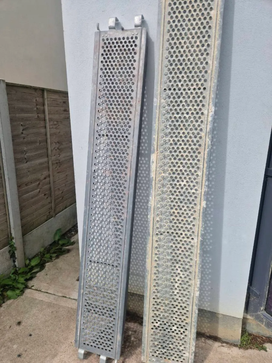 Two almost new galvanised steel scaffolding planks - Image 3