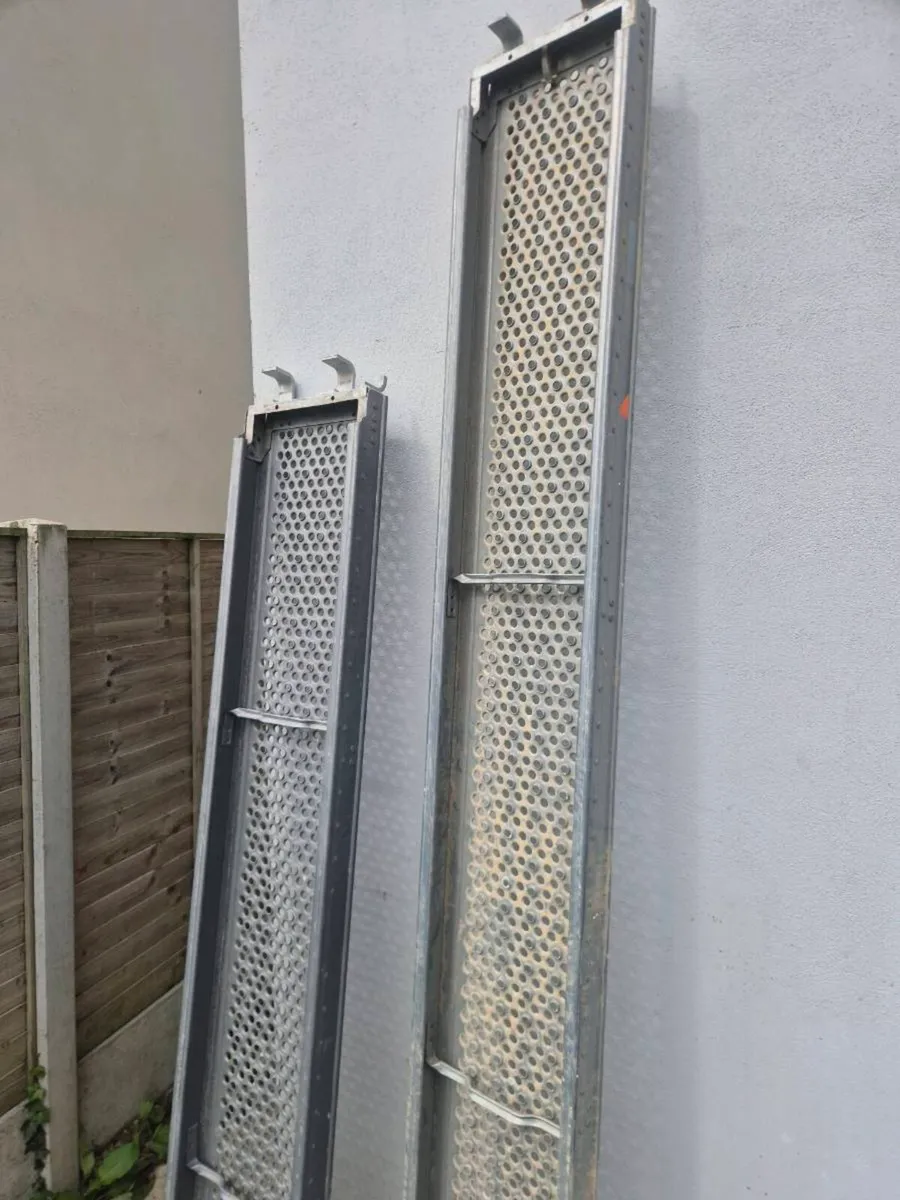 Two almost new galvanised steel scaffolding planks - Image 4
