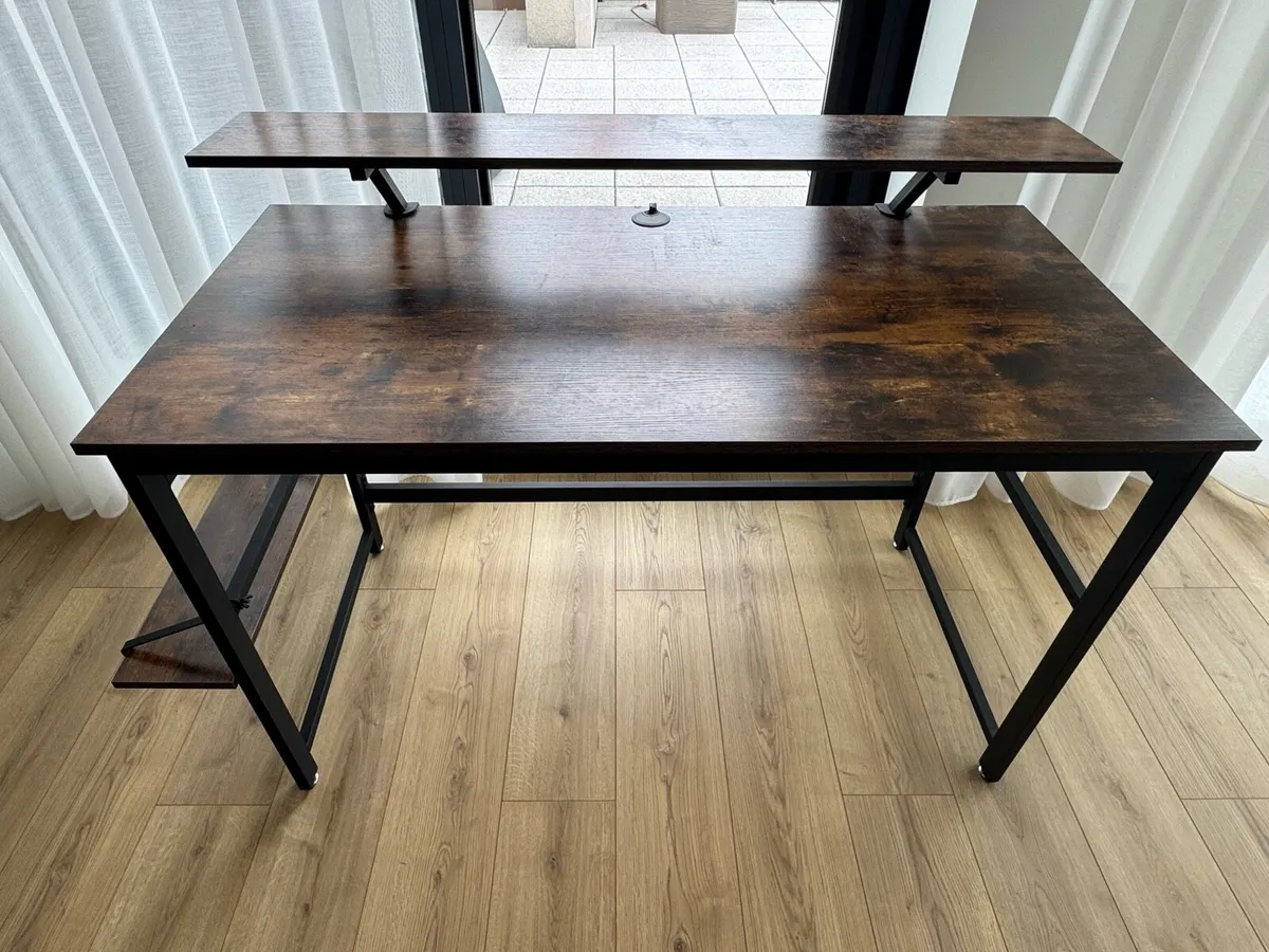 Computer Desk with Monitor Stand & Storage Shelves - Image 2