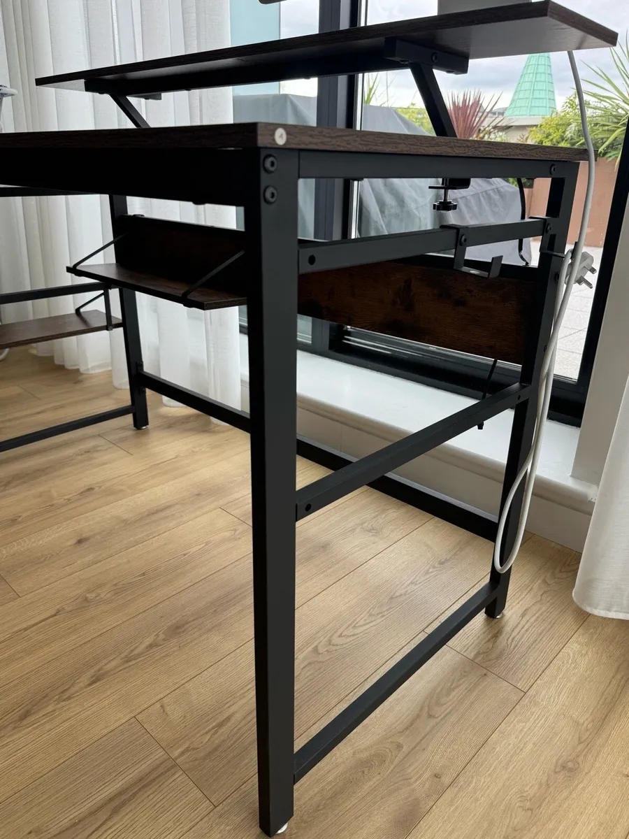 Computer Desk with Monitor Stand & Storage Shelves - Image 4