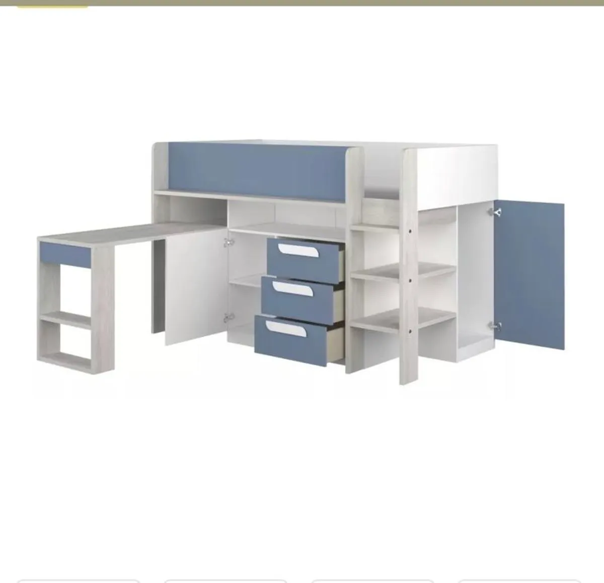 Child midsleeper bed with desk and storage - Image 2