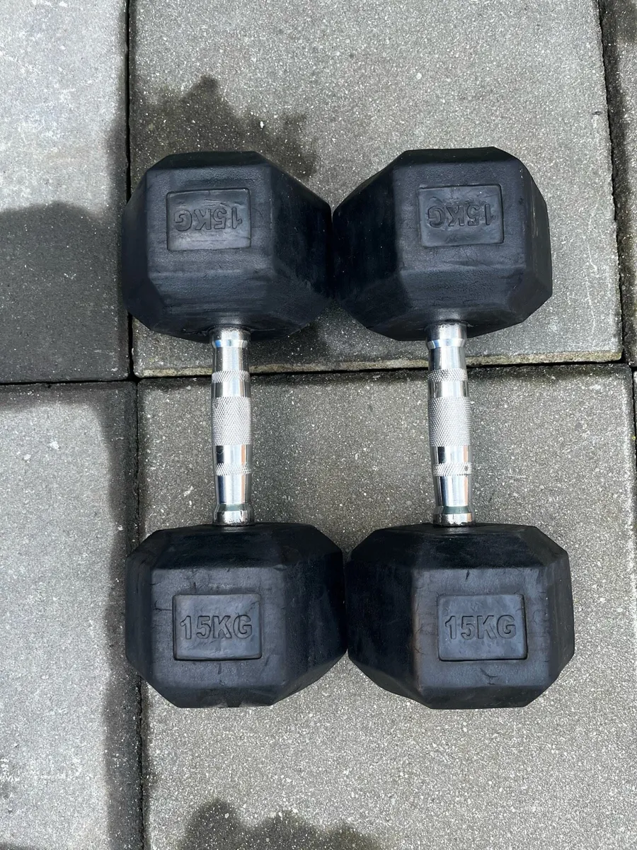 12.5kg and 15kg hex dumbbells - Image 1