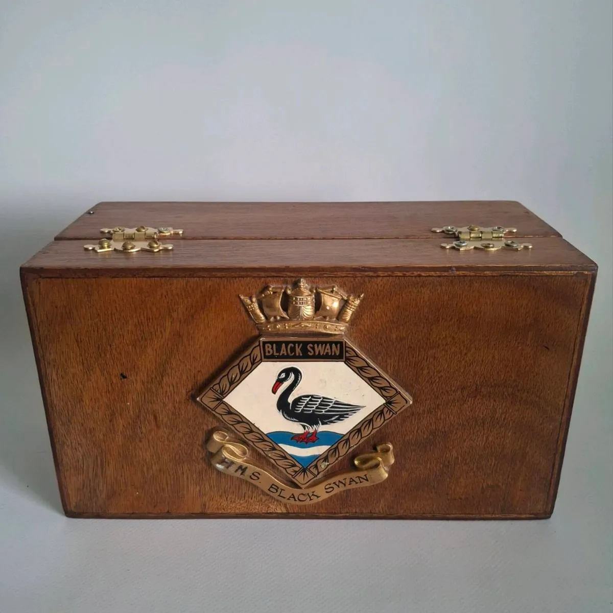 Handmade HMS Black Swan Royal Navy Crest Box - Image 1