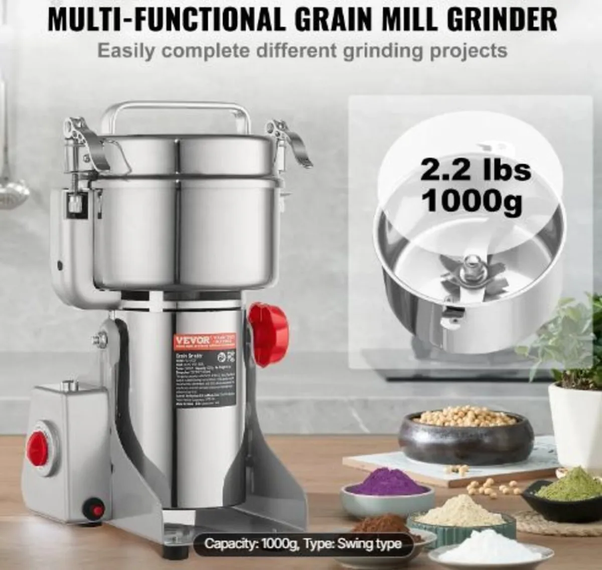 1000g Electric Grain Mill Grinder - Image 2