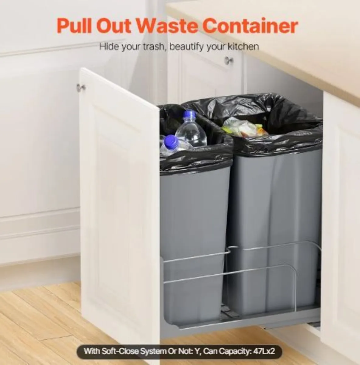 Pull-Out Trash Can, 50 QT x2 Double Under - Image 3