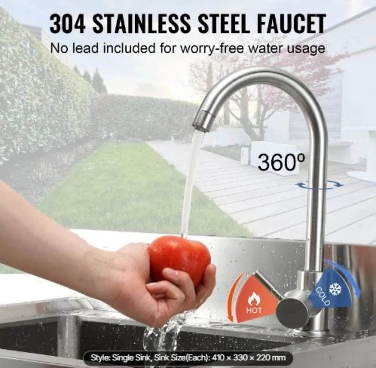 Stainless Steel Utility Sink, 1 Compartment - Image 2