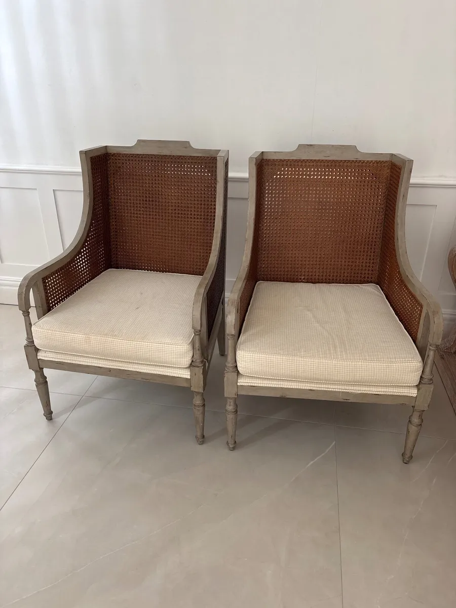 Beautiful pair of French-style cane armchairs - Image 1