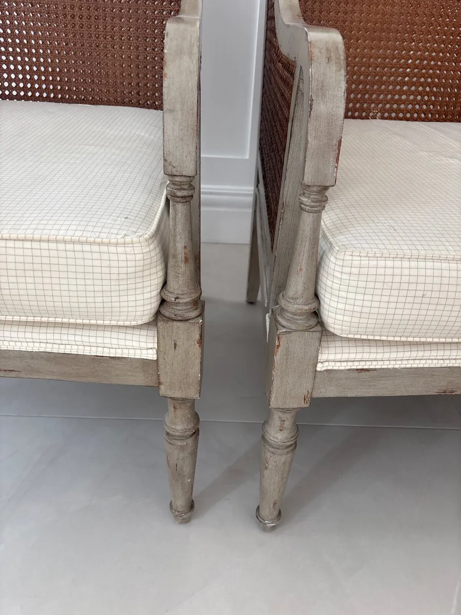 Beautiful pair of French-style cane armchairs - Image 4