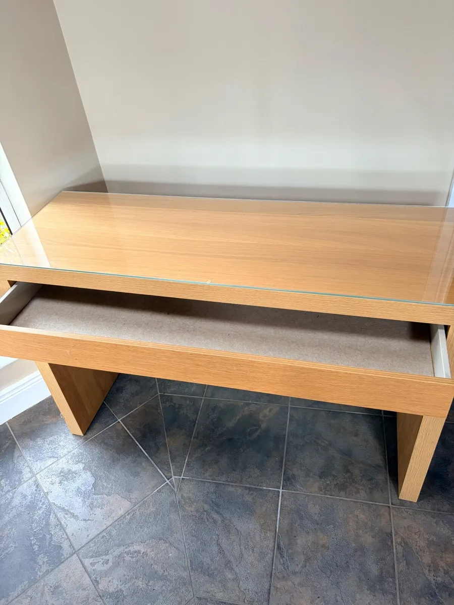 Glass top table/dresser/desk - Image 1