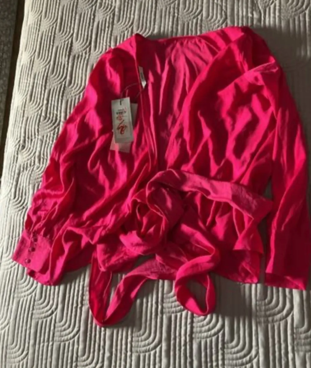 Only Beautiful Pink Wrap Blouse Size UK 8 - Image 2