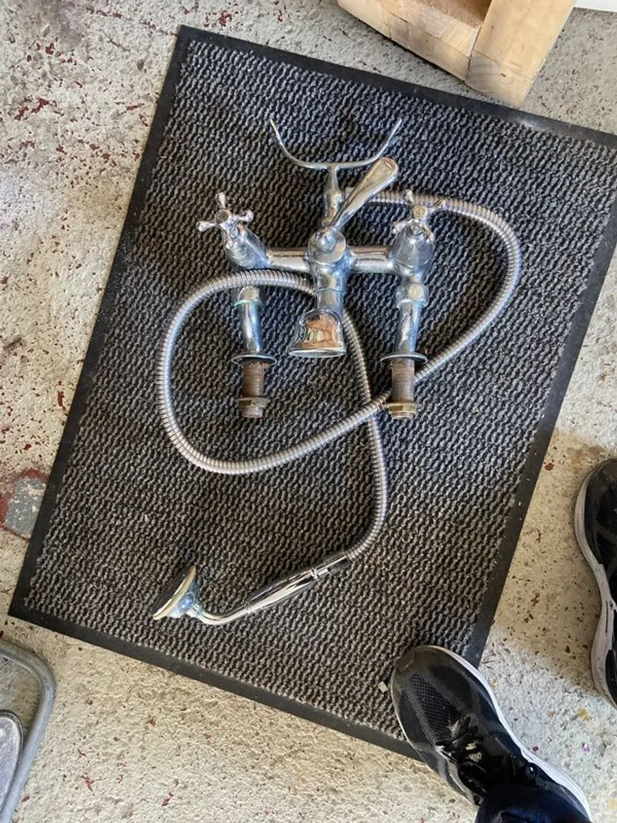Antique mixer taps and shower head - Image 1