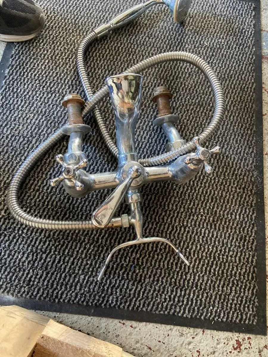 Antique mixer taps and shower head - Image 2