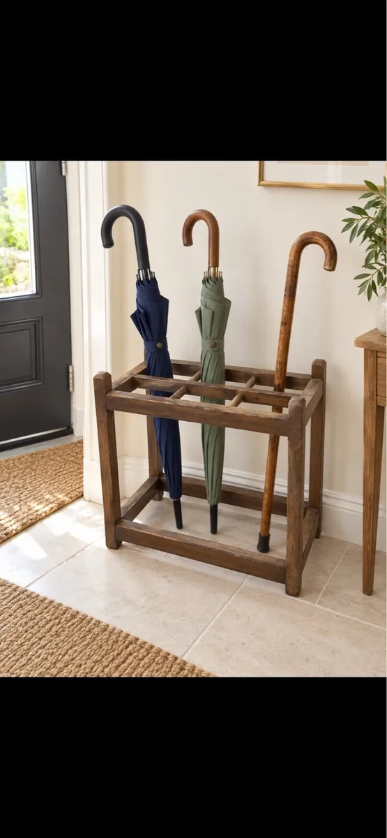 Vintage Oak Umbrella & Walking Stick Stand - Image 1