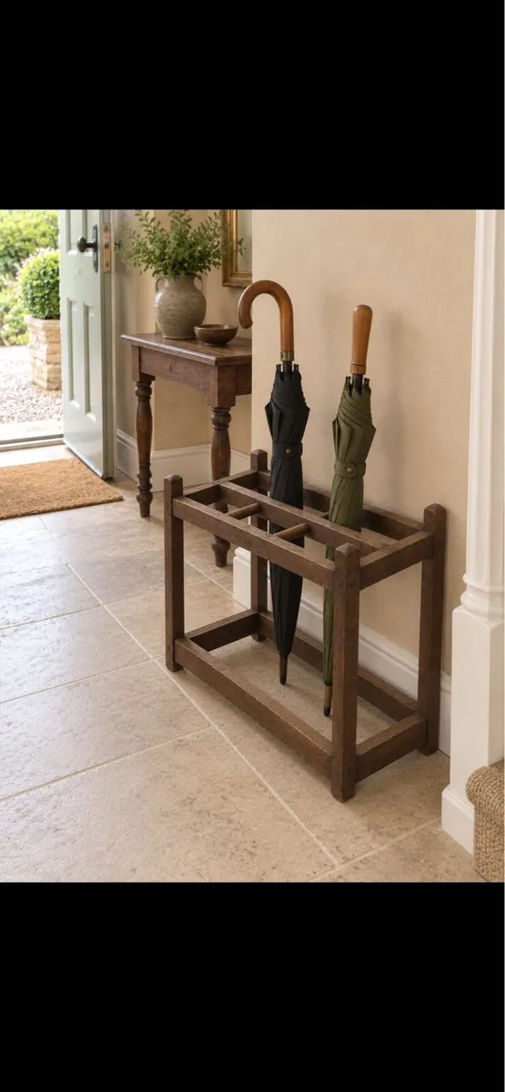 Vintage Oak Umbrella & Walking Stick Stand - Image 2