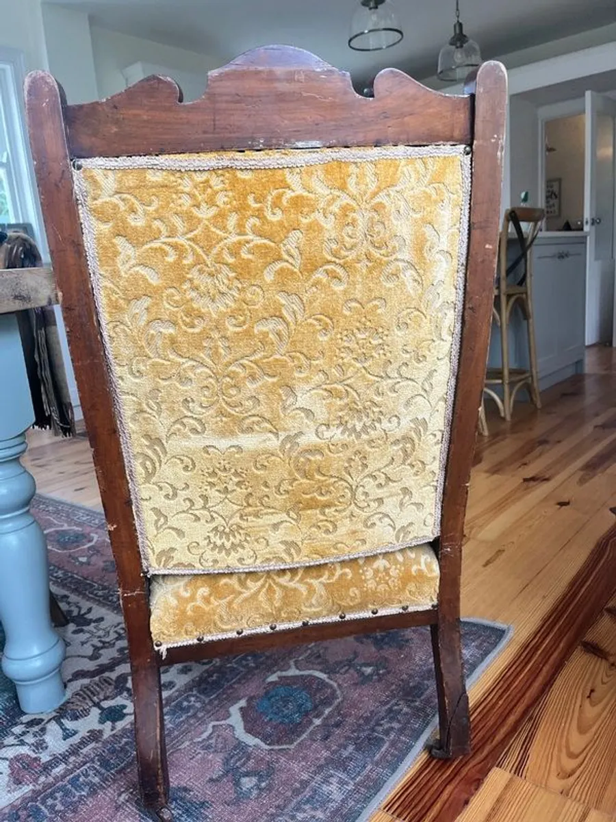 Vintage Solid Wood Upholstered Armchairs - Image 3