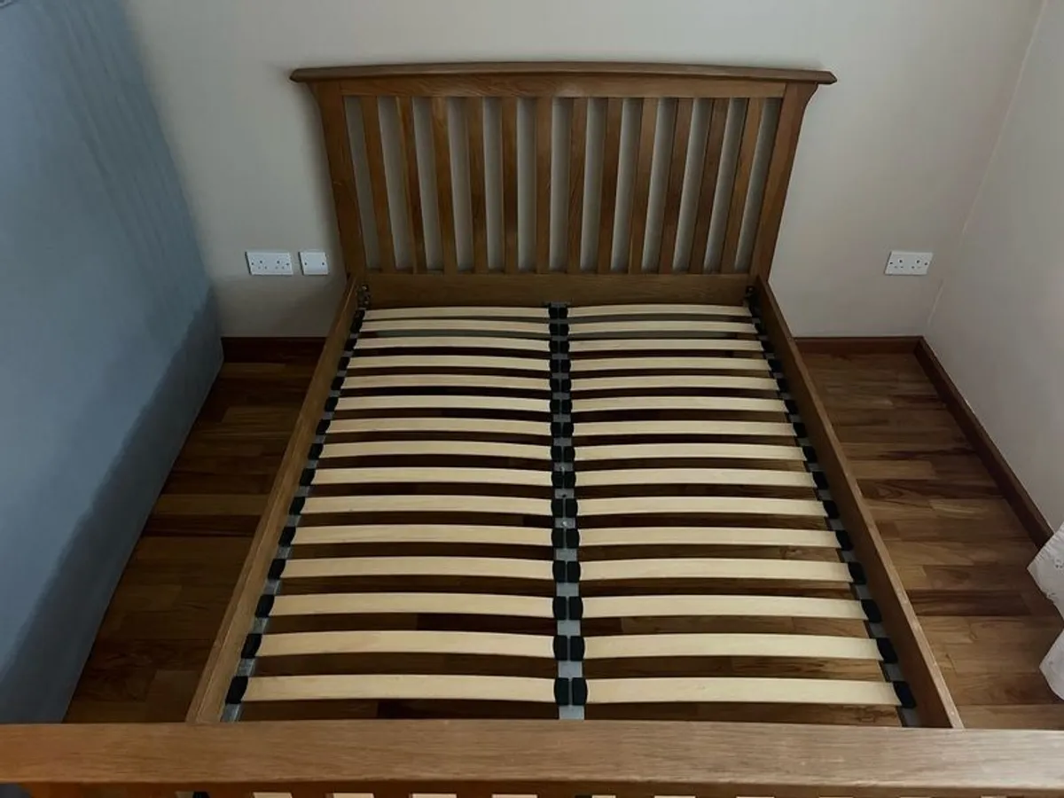 Solid Oak Double Bed + New Mattress - Image 4