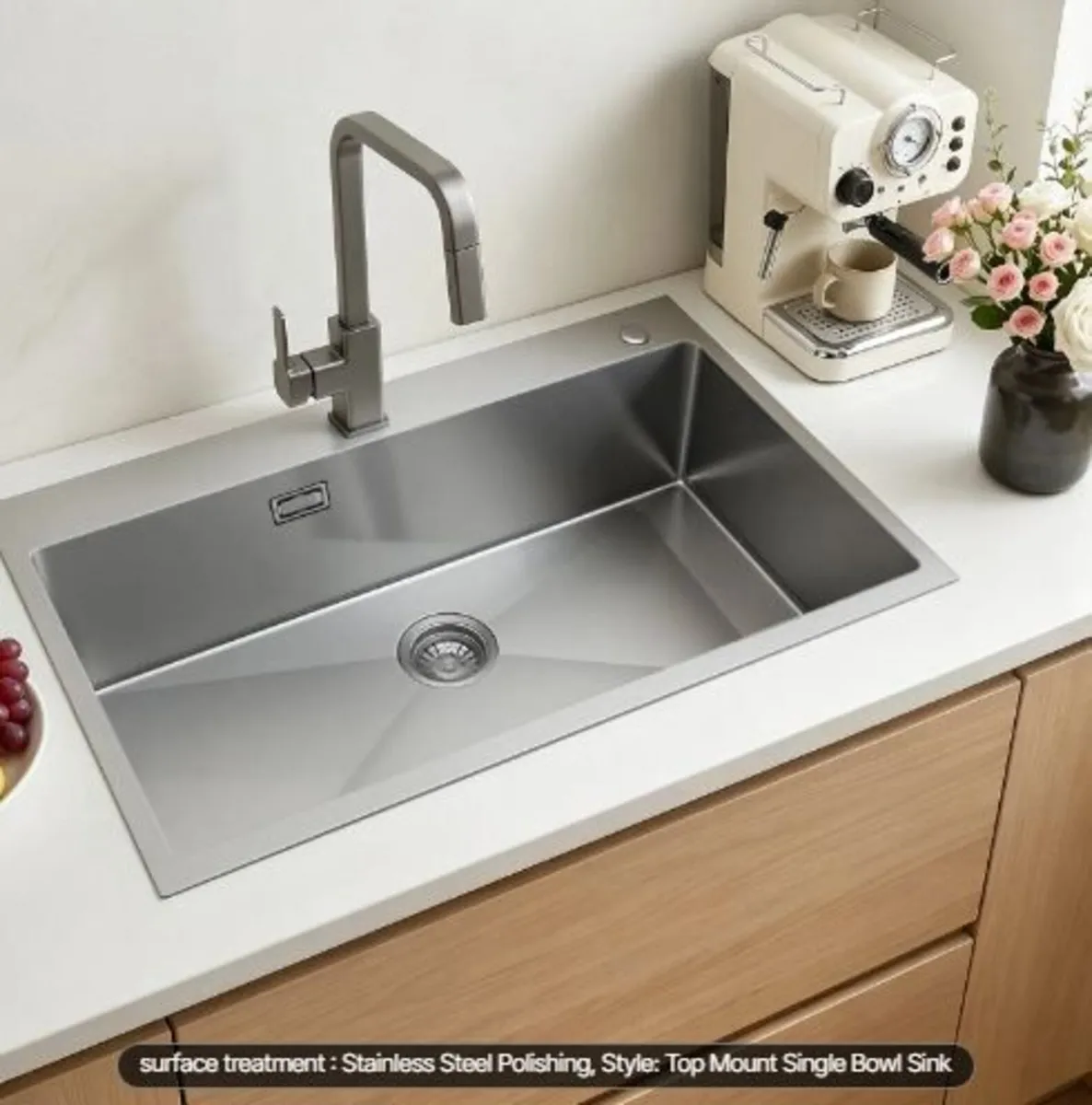 85cm Kitchen Top Mount Single Bowl Sinks - Image 1