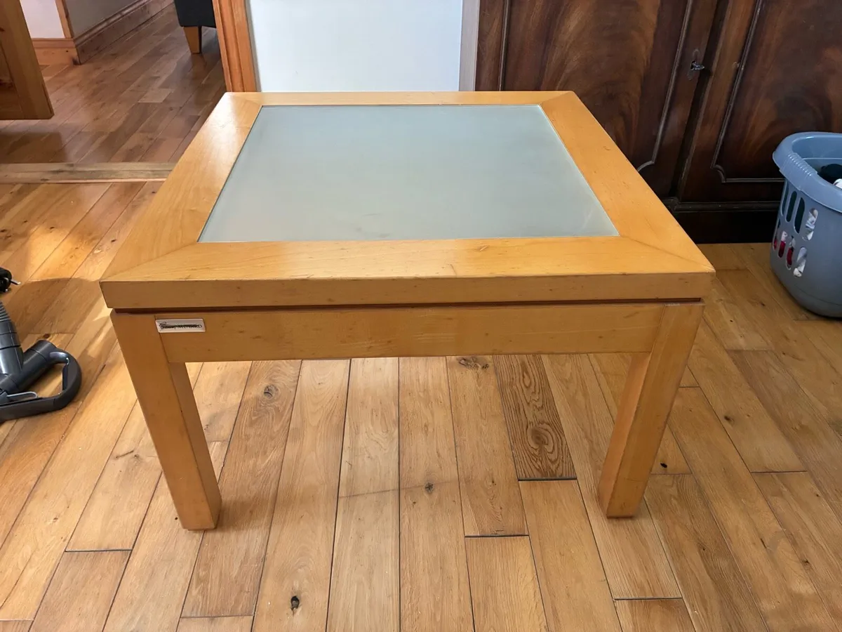 Glass Top Oak Table €30 - Image 1