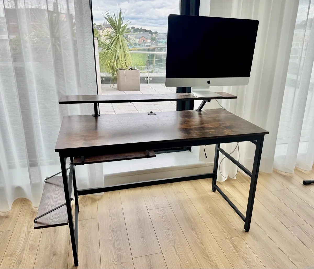 Computer Desk with Monitor Stand & Storage Shelves - Image 1