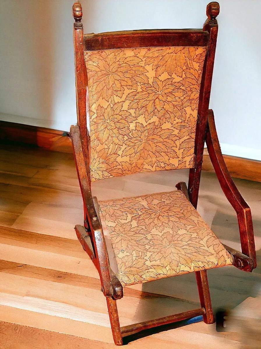 Pristine Antique Victorian Child’s Campaign Chair - Image 4
