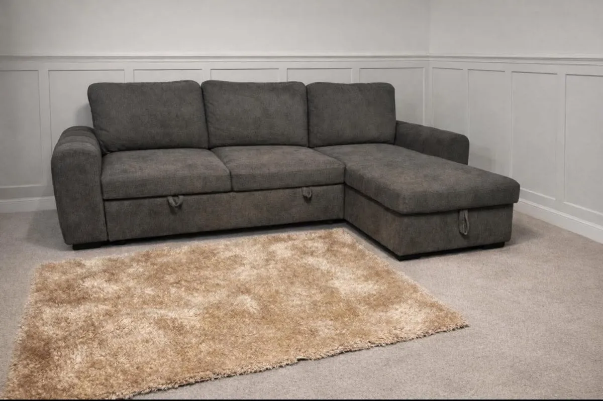 New Beige Mellisa Corner Chaise Sofa Bed - Image 2