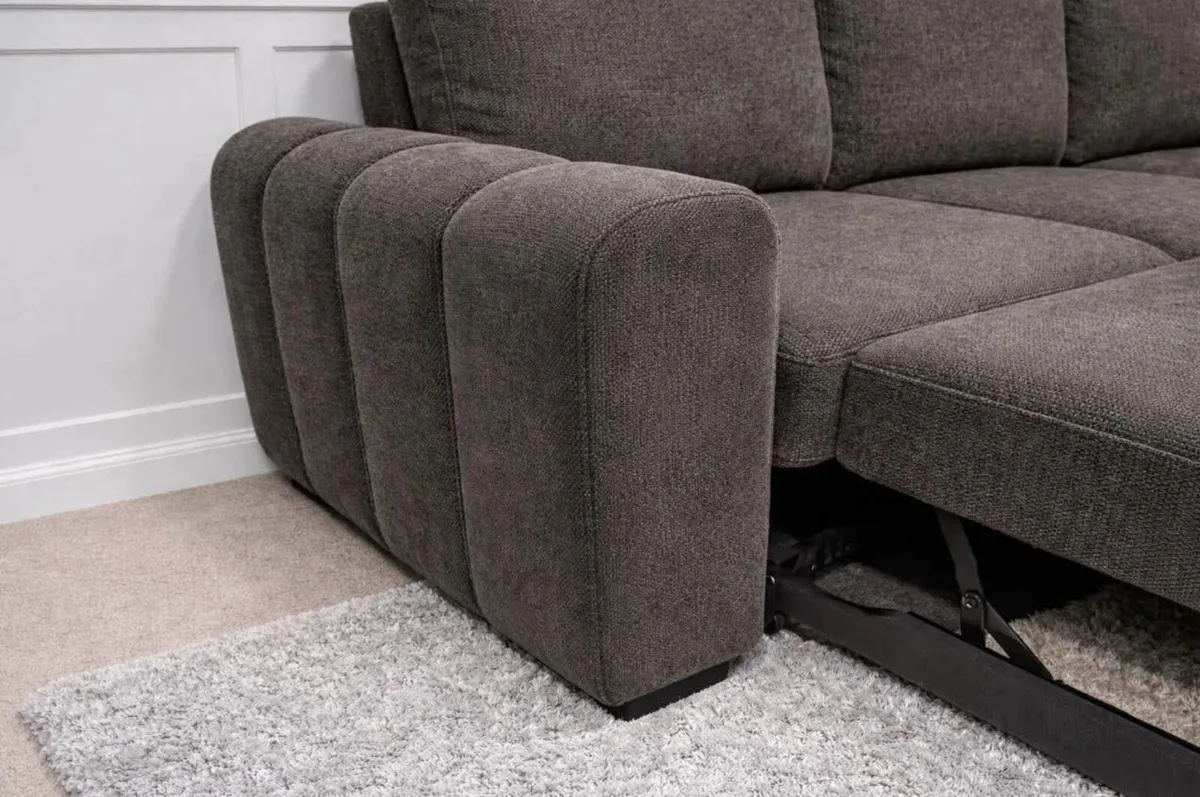 New Beige Mellisa Corner Chaise Sofa Bed - Image 3