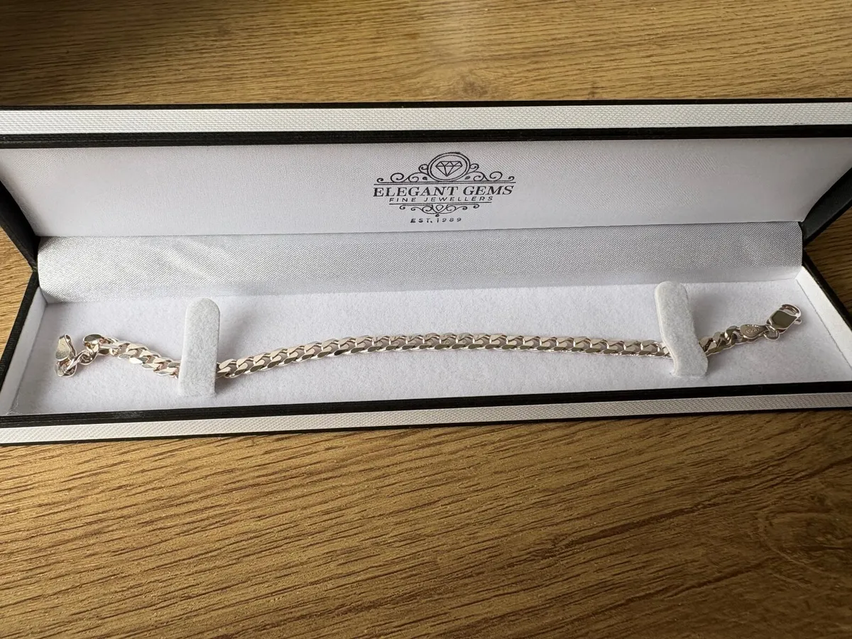 Men's 925 Sterling Silver Curb Chain Bracelet – Fr - Image 1