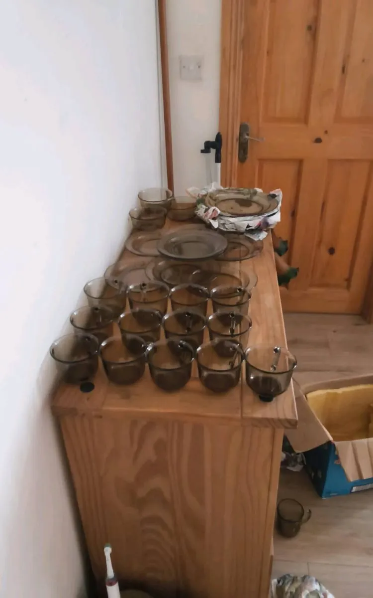 30 piece smoked glass crockery set perfect conditi - Image 2
