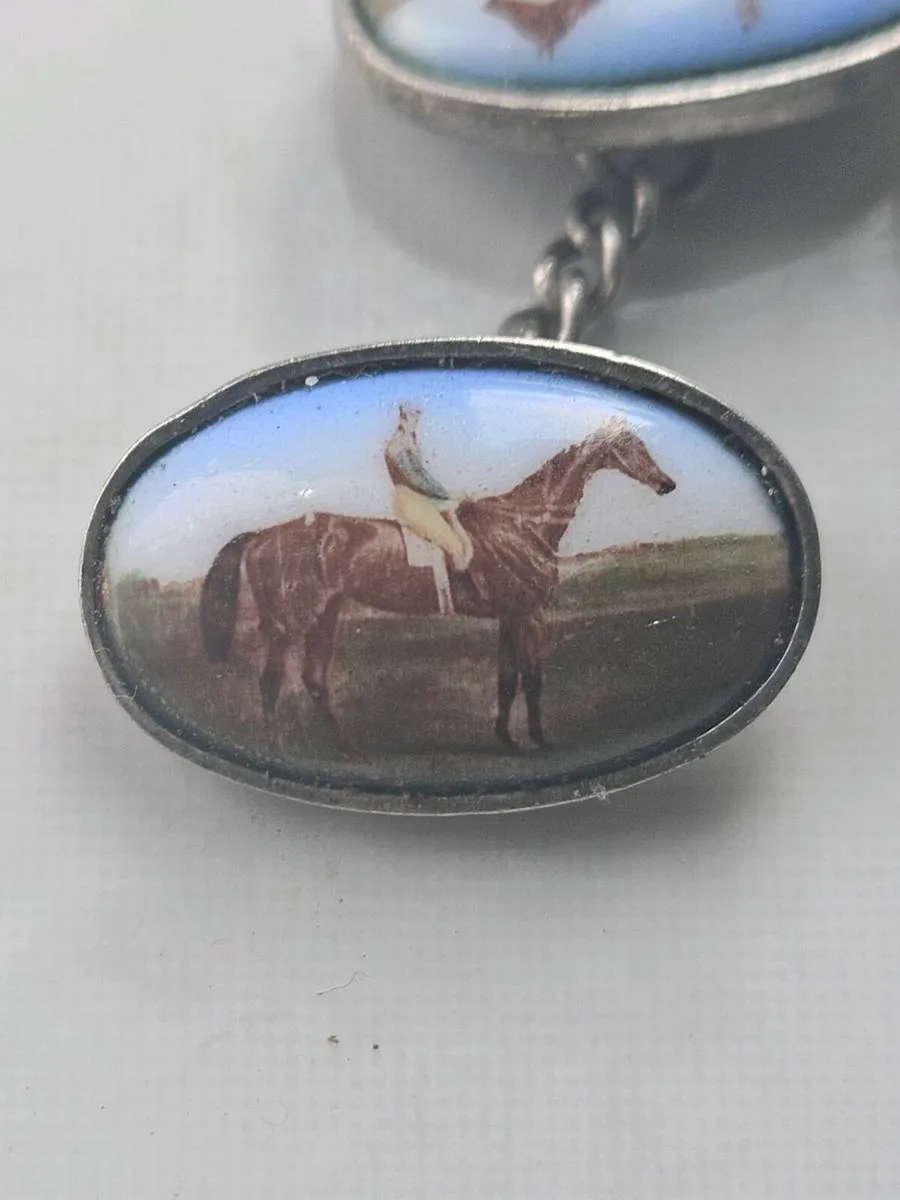 Sterling silver and enamel cufflinks - Image 2