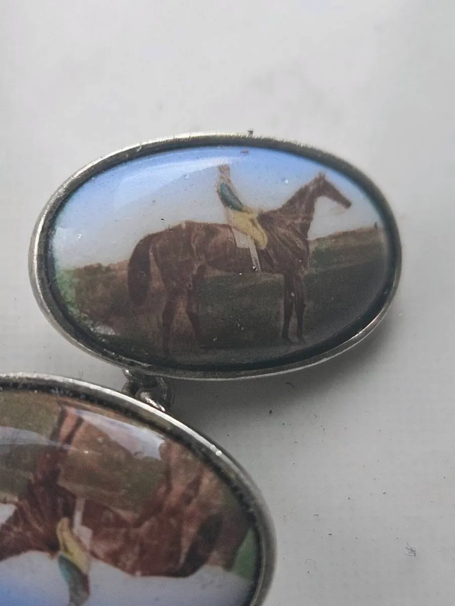 Sterling silver and enamel cufflinks - Image 3