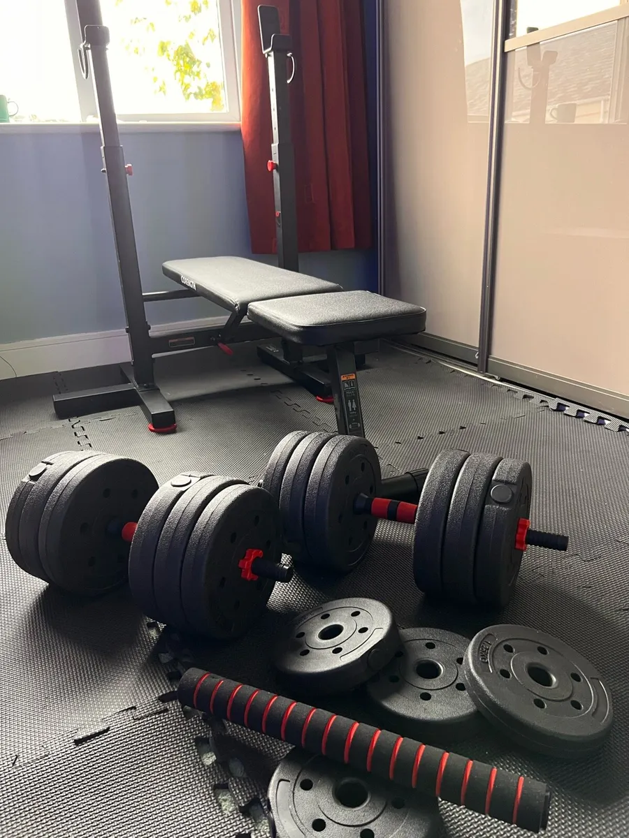 Home Gym Set- 40kg Adjustable Dumbbells & Bench - Image 1