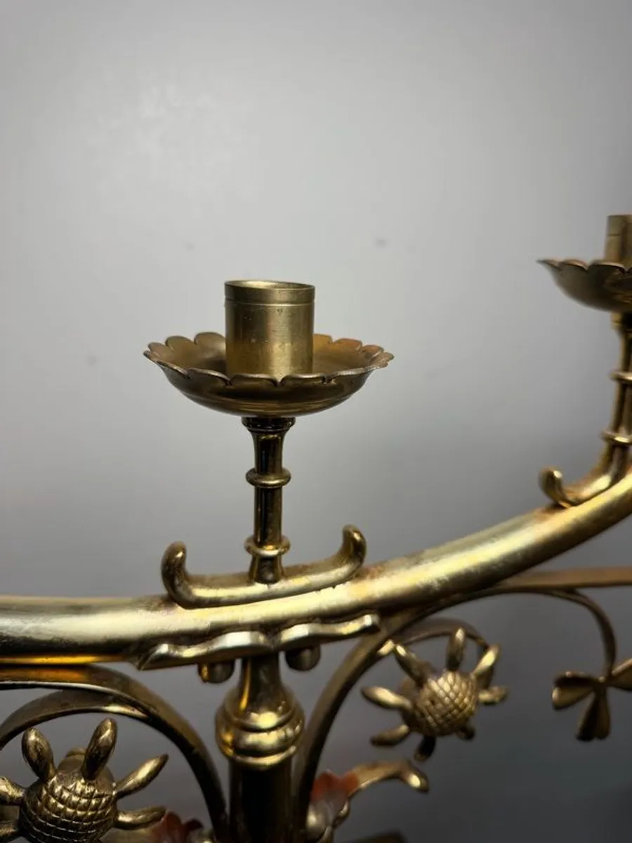 FLASH SALE ! Was 450 Now 375 ! Early 20th Century Large Brass Five-Arm Candelabra - Image 4