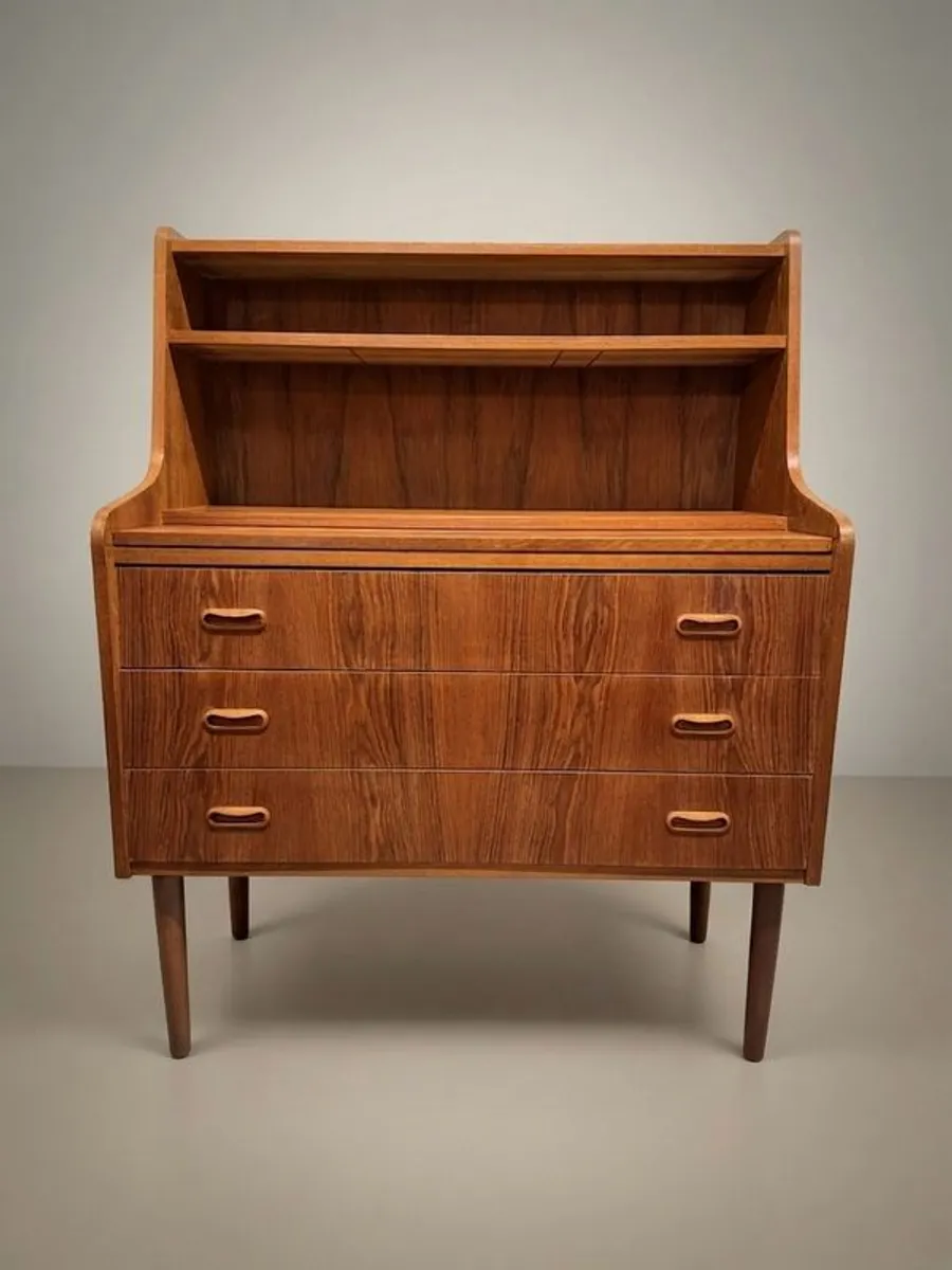 FLASH SALE ! Was 895 now 780 ! Stylish and Practical Danish Teak Secretary Desk - Image 1