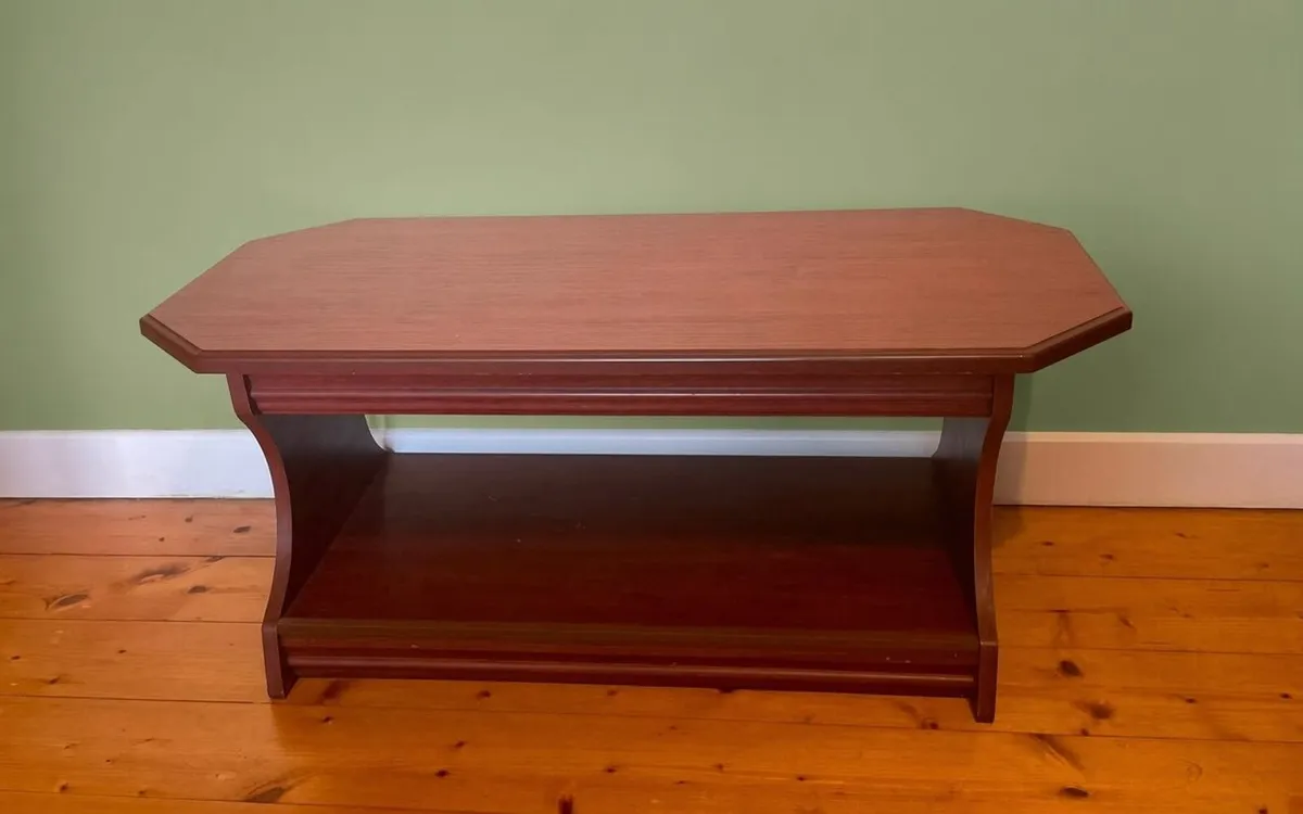 Dark Wood Coffee Table with Lower Shelf - Image 1