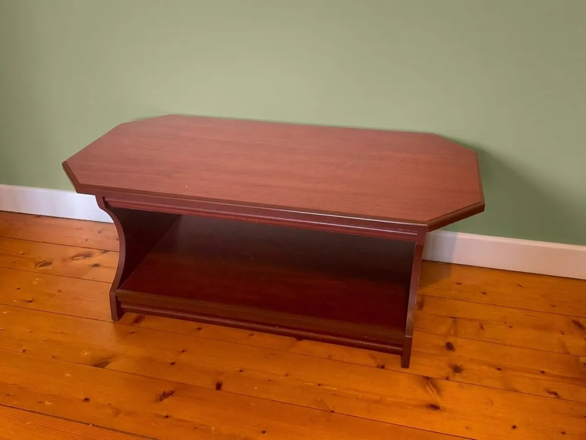 Dark Wood Coffee Table with Lower Shelf - Image 2