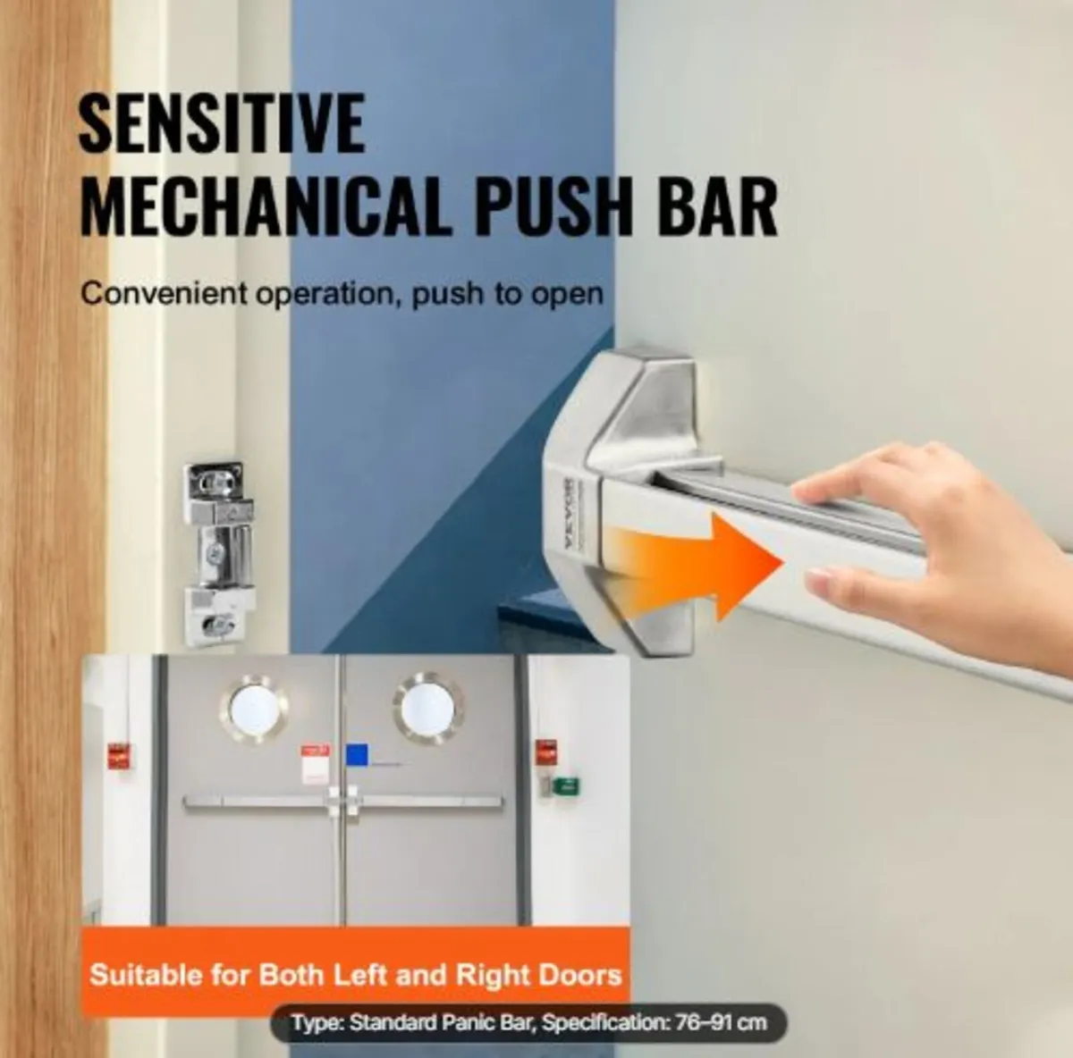 Push Bar Door Locks, Stainless Steel Panic Bars - Image 2
