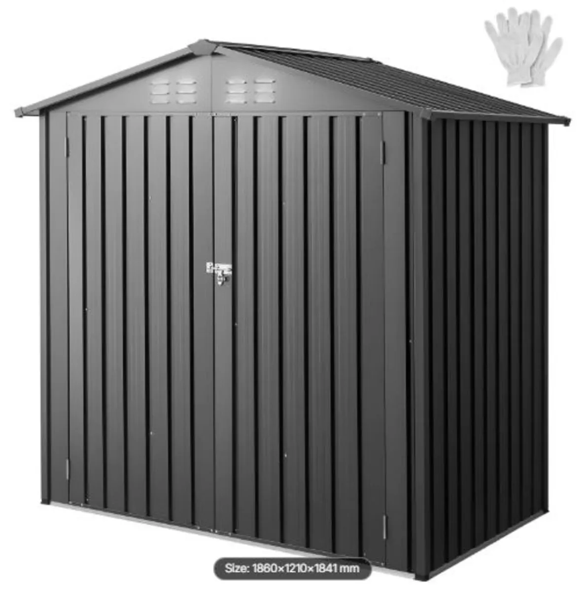 1860 x 1210 x 1841 mm Metal Garden Shed, Outdoor - Image 1