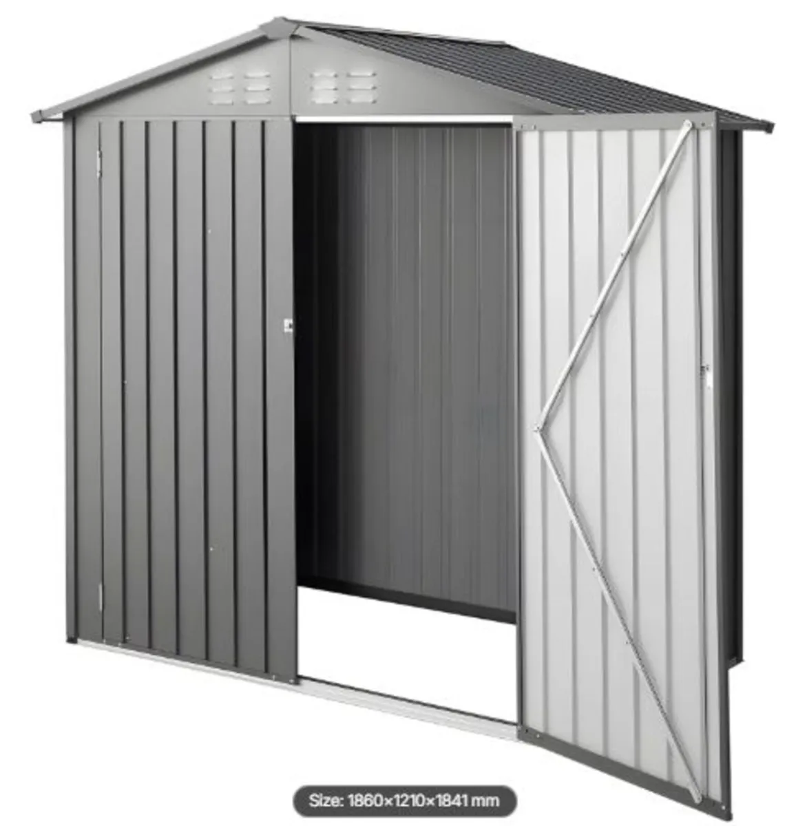 1860 x 1210 x 1841 mm Metal Garden Shed, Outdoor - Image 3