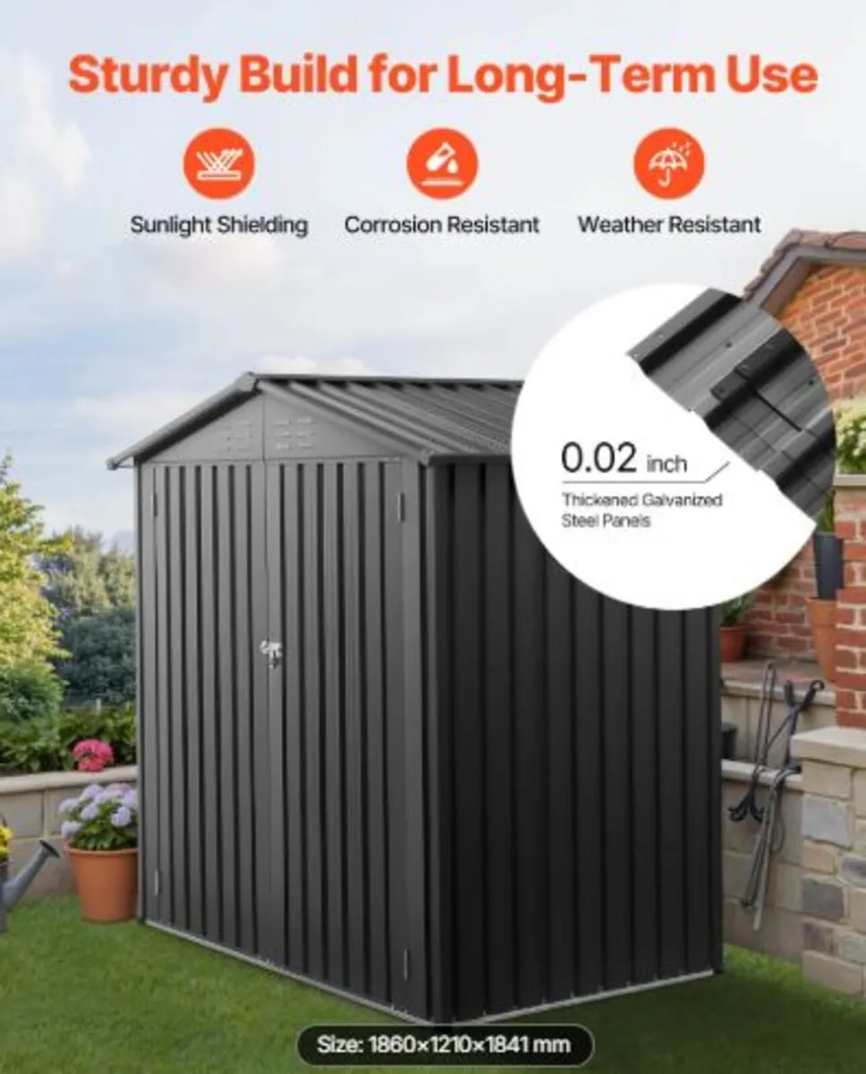 1860 x 1210 x 1841 mm Metal Garden Shed, Outdoor - Image 4