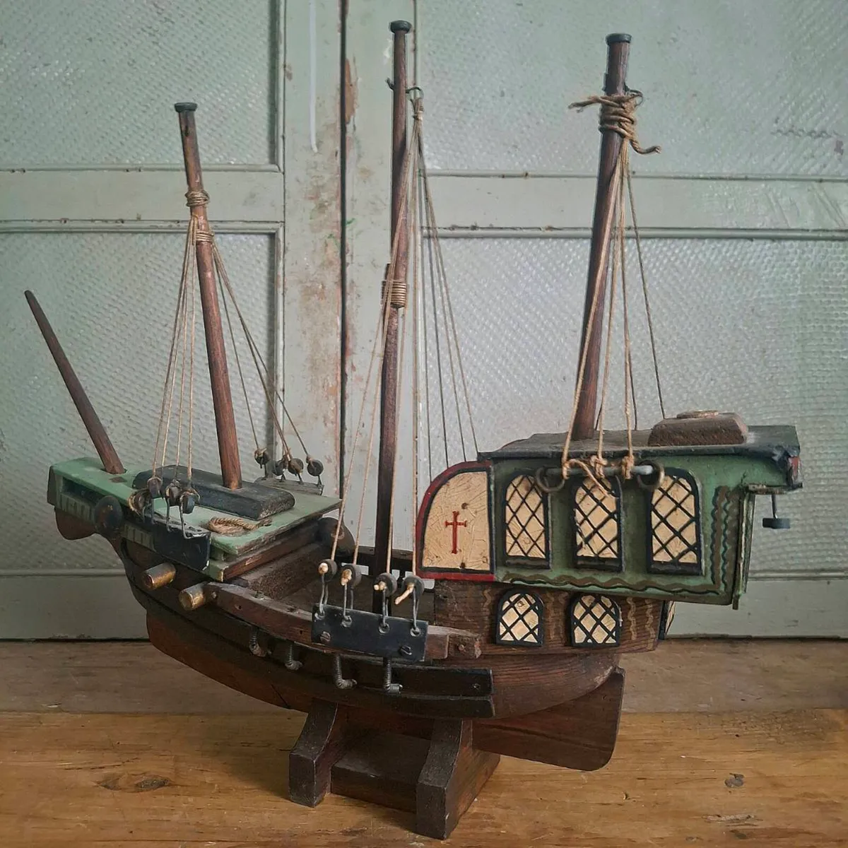 Scratch Built Folk Art Model Ship - Image 1
