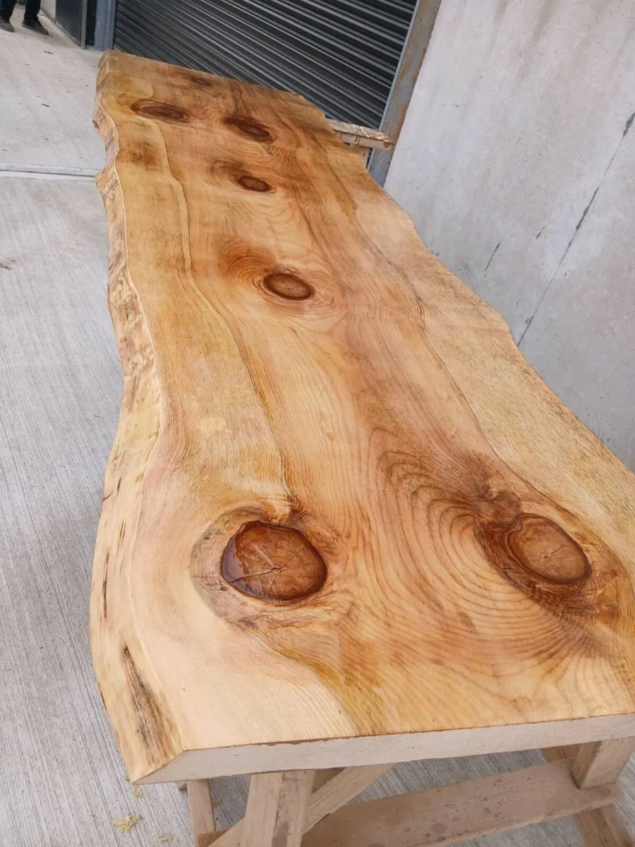 Live edge rustic monkey puzzle table slabs house - Image 3