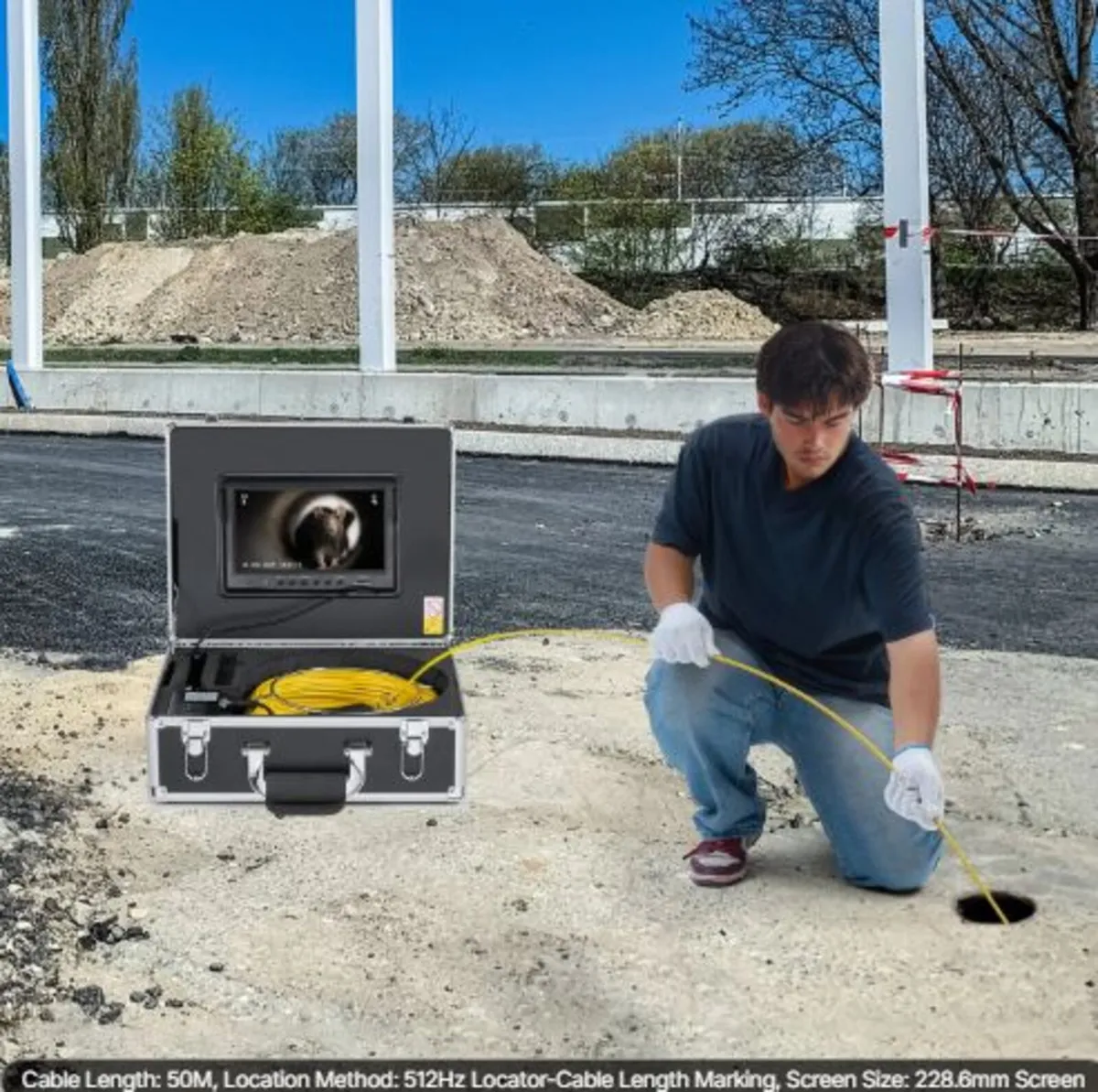 Sewer Camera with 512Hz Locator, 165 ft/50 m, 9" - Image 4