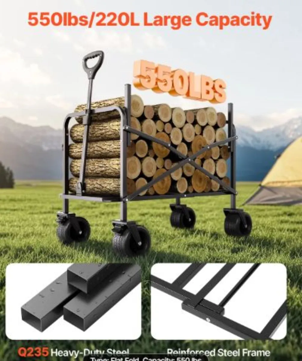 Collapsible Folding Wagon,550lb Load & 220L,2 in1 - Image 3