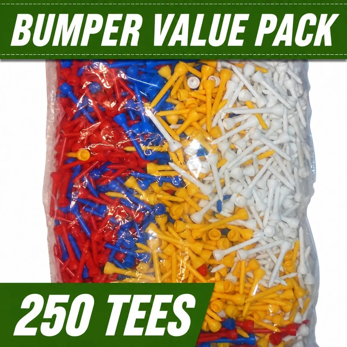 CG Long Plastic Tees - Mixed Colours - 50mm x 250 - Image 1