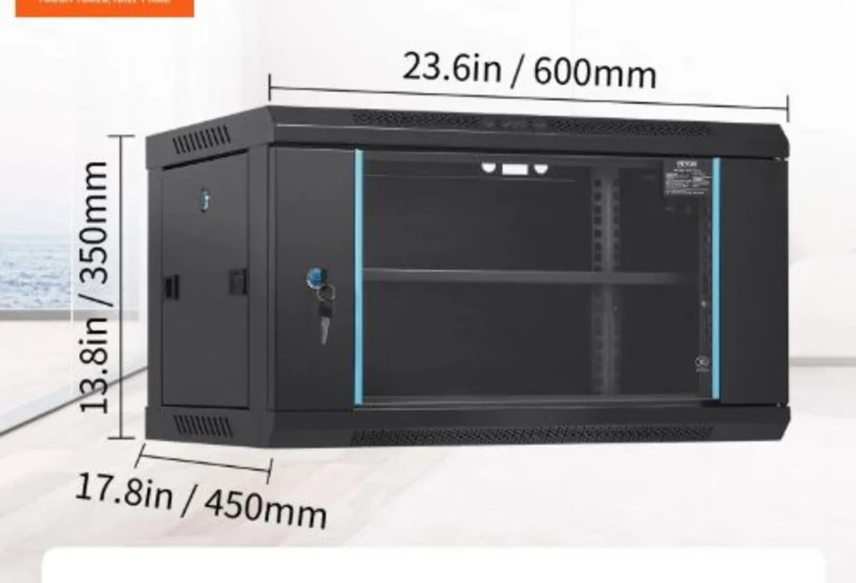 6U Wall Mount Network Server Cabinet, 37.6cm Deep - Image 3
